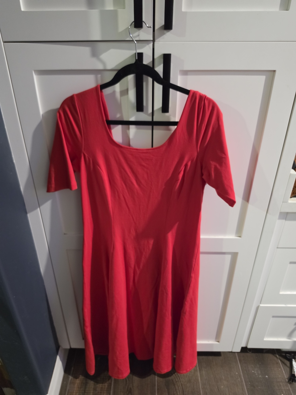 Lands' End Bright Red Scoop-Neck Fit-and-Flare Dress